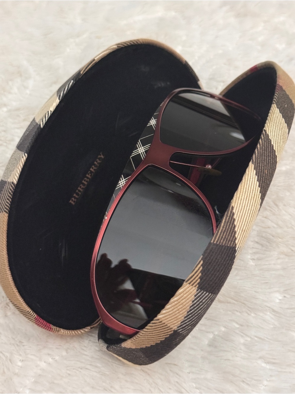 Authentic Burberry Aviator Shield Sunglasses in Deep Burgundy